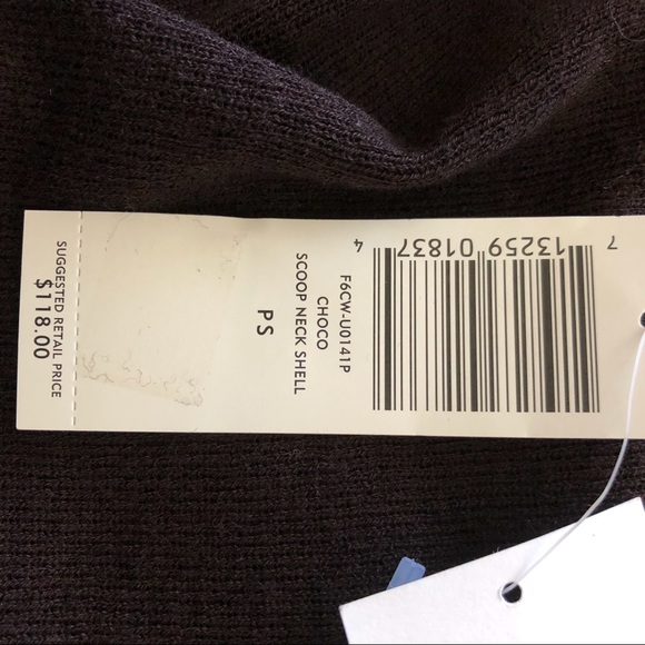 Eileen Fisher Choc Brown Scoop Neck Shell PS NWT - Picture 4 of 5